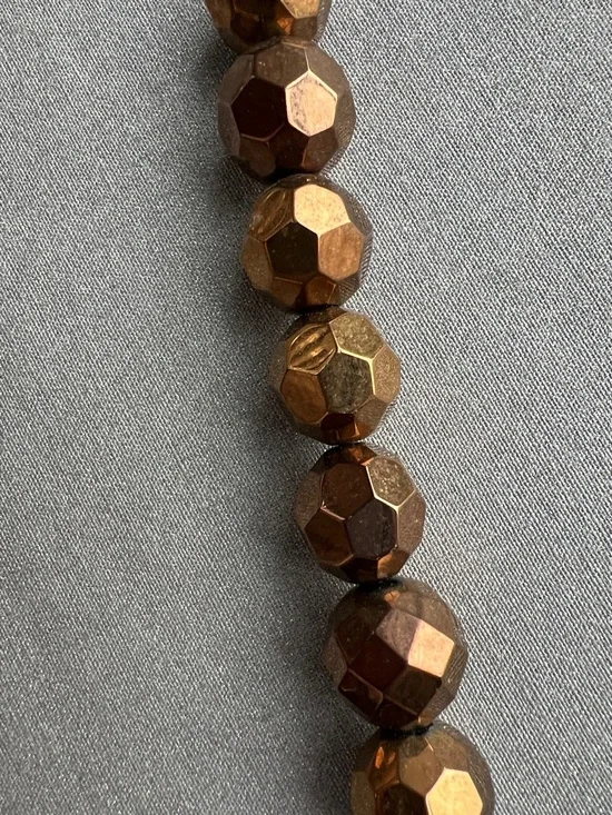 Faceted Metallic Brown Statement 8” Necklace - Picture 4 of 11